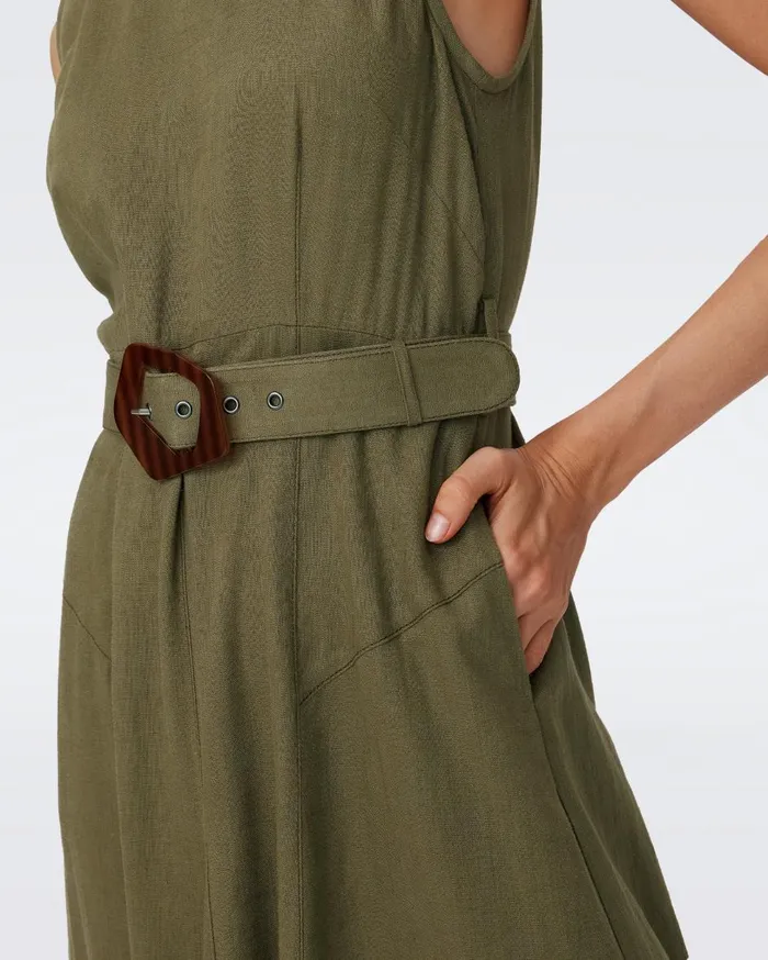 Women Elliot Midi Dress Olive Green DVF Dresses