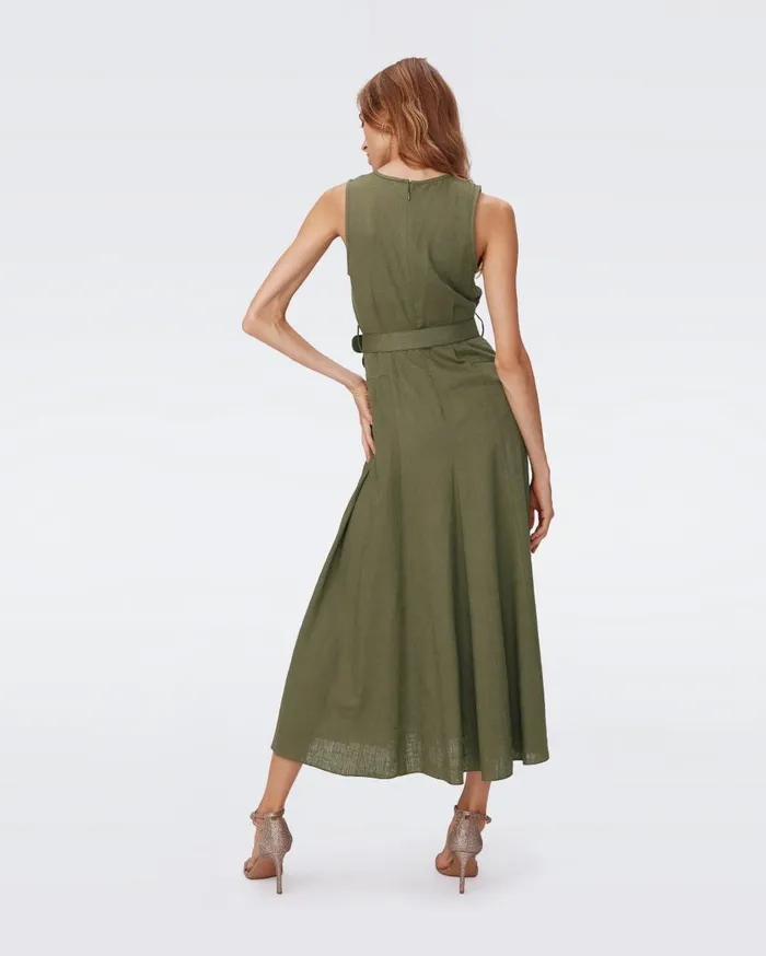 Women Elliot Midi Dress Olive Green DVF Dresses