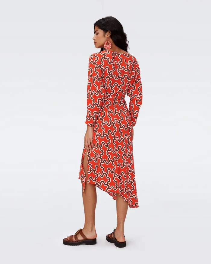 Women Eloise Faux Wrap Dress Tiny Cloud Patch Red DVF Dresses
