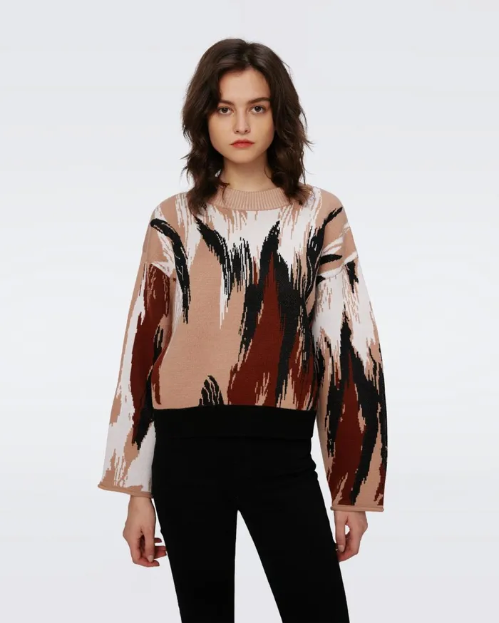 Women Ema Knit Top Huge Camel Flames DVF Tops