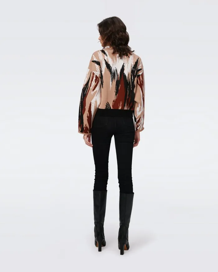 Women Ema Knit Top Huge Camel Flames DVF Tops