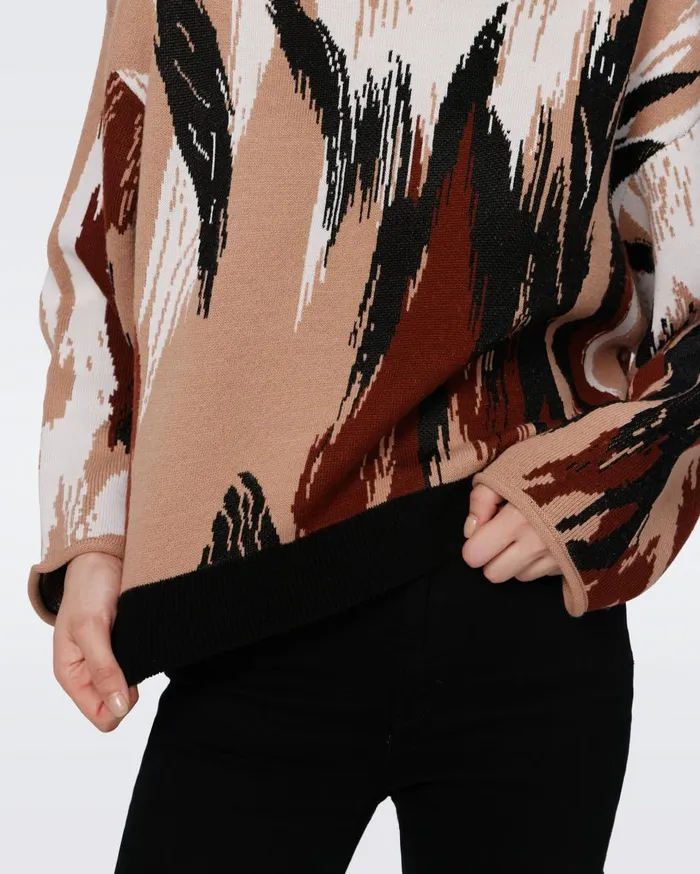 Women Ema Knit Top Huge Camel Flames DVF Tops