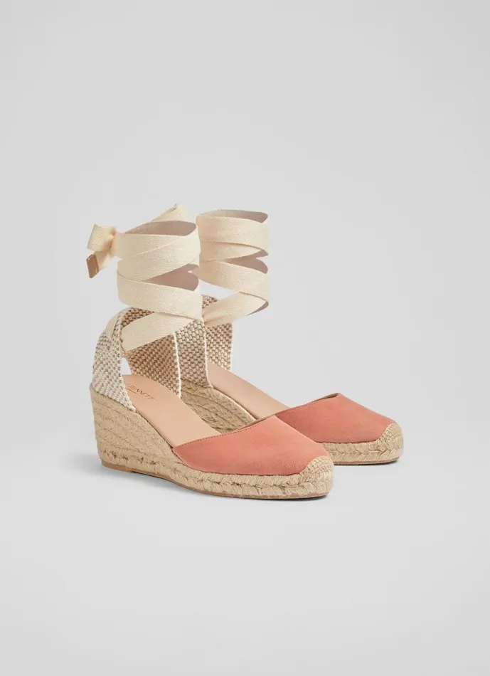 Women Espadrilles LKBennett Maureen Clay Suede Espadrilles Pink