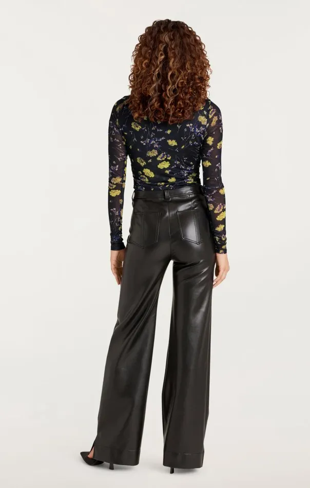 Women Falling Poppies Shirred Mesh Turtleneck Blackmulti Cinq Sept Long Sleeve Tops
