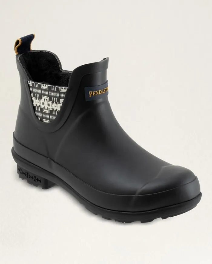 Women FAUX FUR CHELSEA RAIN BOOTS Black Harding Pendleton Boots
