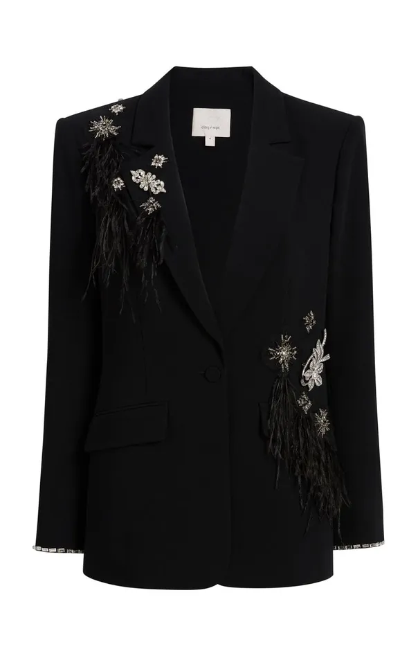 Women Feather Bouquet Jamila Blazer Black Cinq Sept Jackets