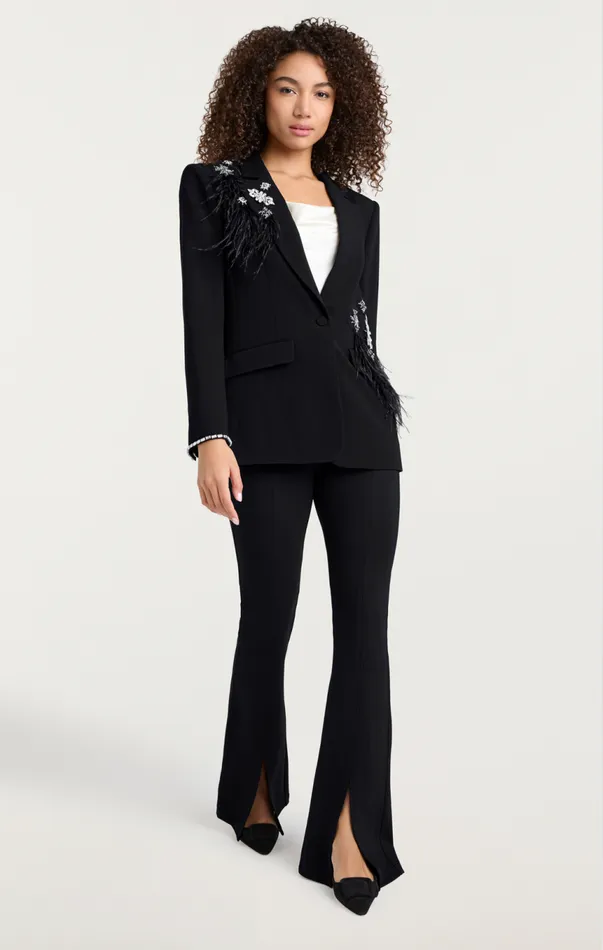 Women Feather Bouquet Jamila Blazer Black Cinq Sept Jackets