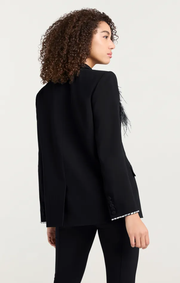 Women Feather Bouquet Jamila Blazer Black Cinq Sept Jackets
