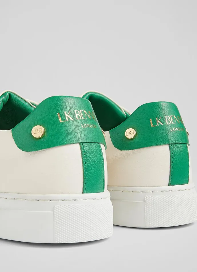 Women Flats LKBennett Signature Cream And Green Leather Trainers Green White Women Flats LKBennett Signature Cream And Green Leather Trainers Green White