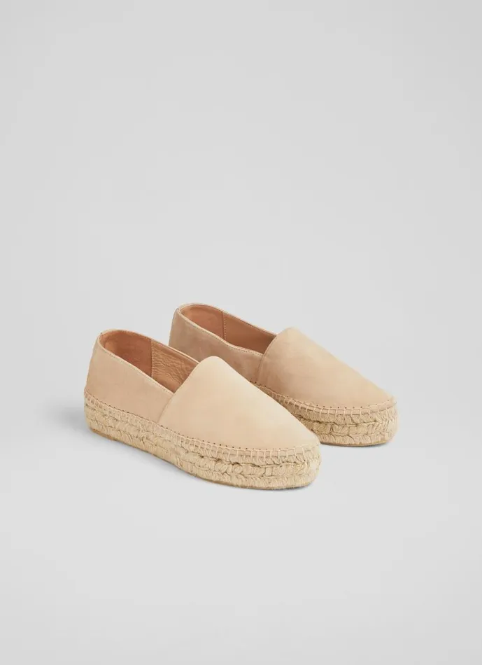 Women Flats LKBennett Taylor Beige Suede Flatform Espadrilles Trench