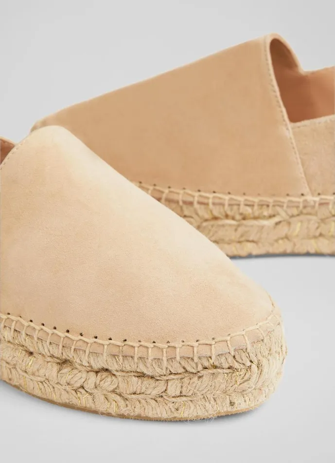 Women Flats LKBennett Taylor Beige Suede Flatform Espadrilles Trench