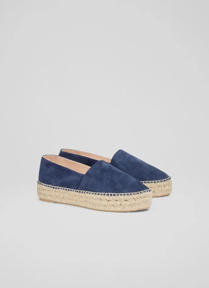 Women Flats LKBennett Taylor Navy Suede Flatform Espadrilles Navy Women Flats LKBennett Taylor Navy Suede Flatform Espadrilles Navy