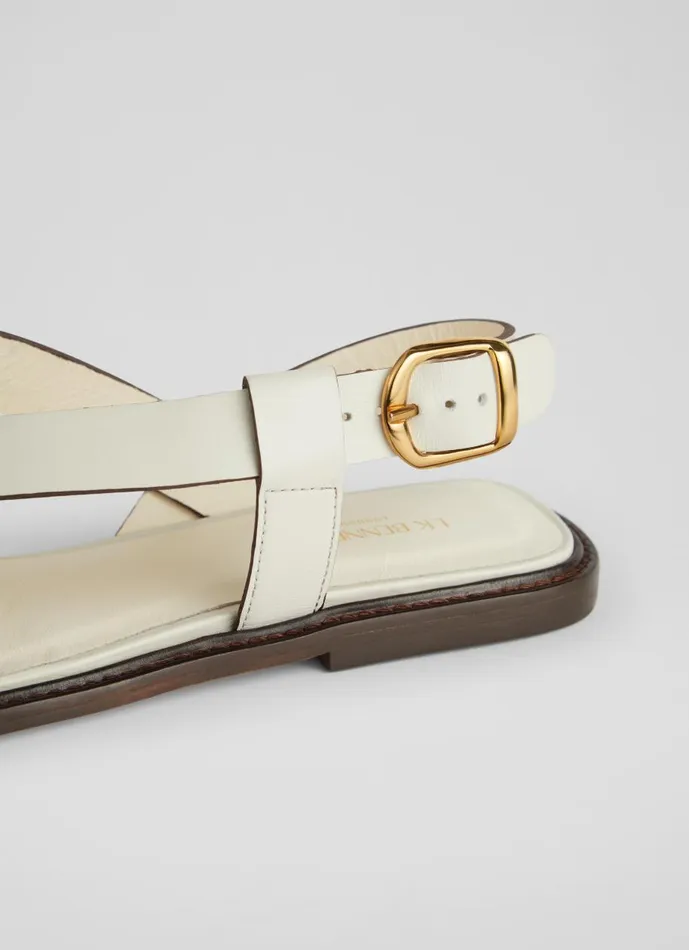 Women Flats LKBennett Telma White Leather Flat Sandals White