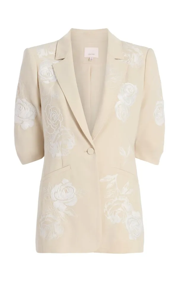 Women Floating Roses Embellished Short Sleeve Khloe Blazer Plasterivory Cinq Sept Blazers