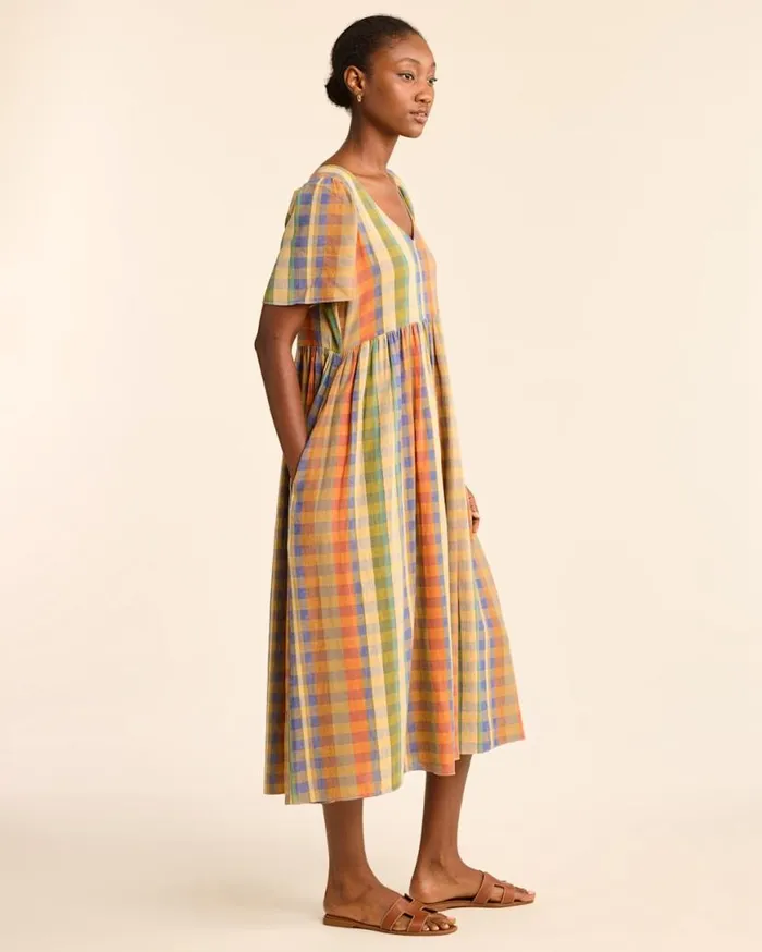 Women FLORA LINENBLEND MIDI DRESS Woodash Multi Check Pendleton Skirts and Dresses