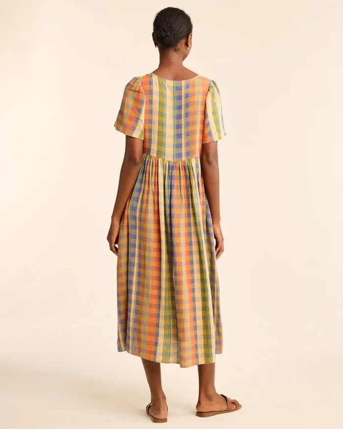 Women FLORA LINENBLEND MIDI DRESS Woodash Multi Check Pendleton Skirts and Dresses