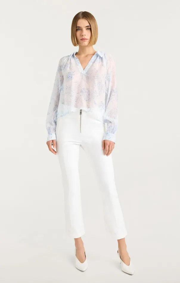 Women Garden Toile Mila Top Whiteblue Cinq Sept Long Sleeve Tops