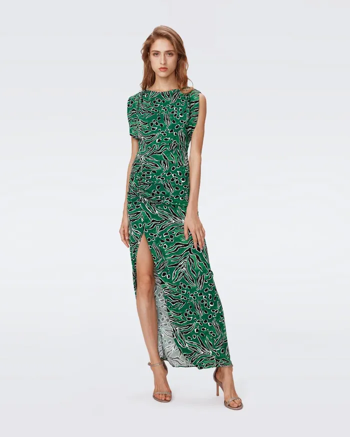 Women Gertrude Dress Huge Water Tiger Green DVF Dresses