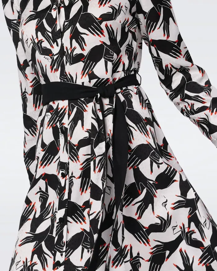 Women Gizelle Jacquard Dress Stage Hands Ivory DVF Dresses
