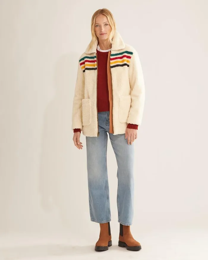 Women GLACIER SUNSET SHERPA FLEECE JACKET Glacier Ivory Pendleton Jackets and Coats Women GLACIER SUNSET SHERPA FLEECE JACKET Glacier Ivory Pendleton Jackets and Coats