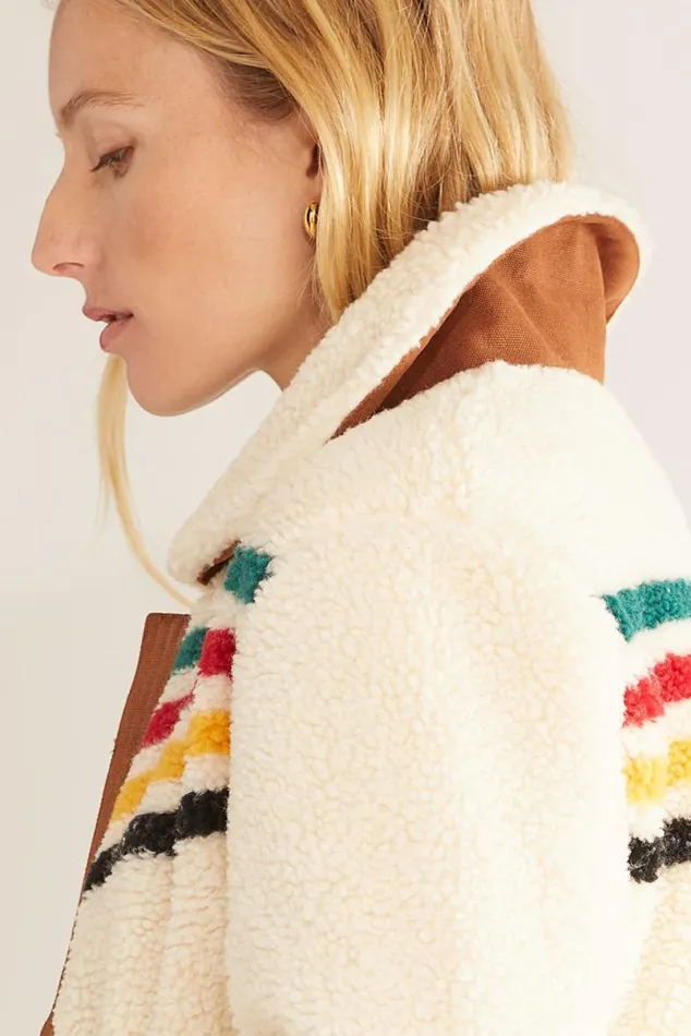 Women GLACIER SUNSET SHERPA FLEECE JACKET Glacier Ivory Pendleton Jackets and Coats