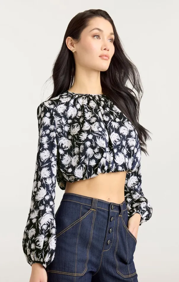Women Graphic Floral Kamala Top Navyivory Cinq Sept Long Sleeve Tops