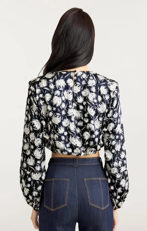 Women Graphic Floral Kamala Top Navyivory Cinq Sept Long Sleeve Tops