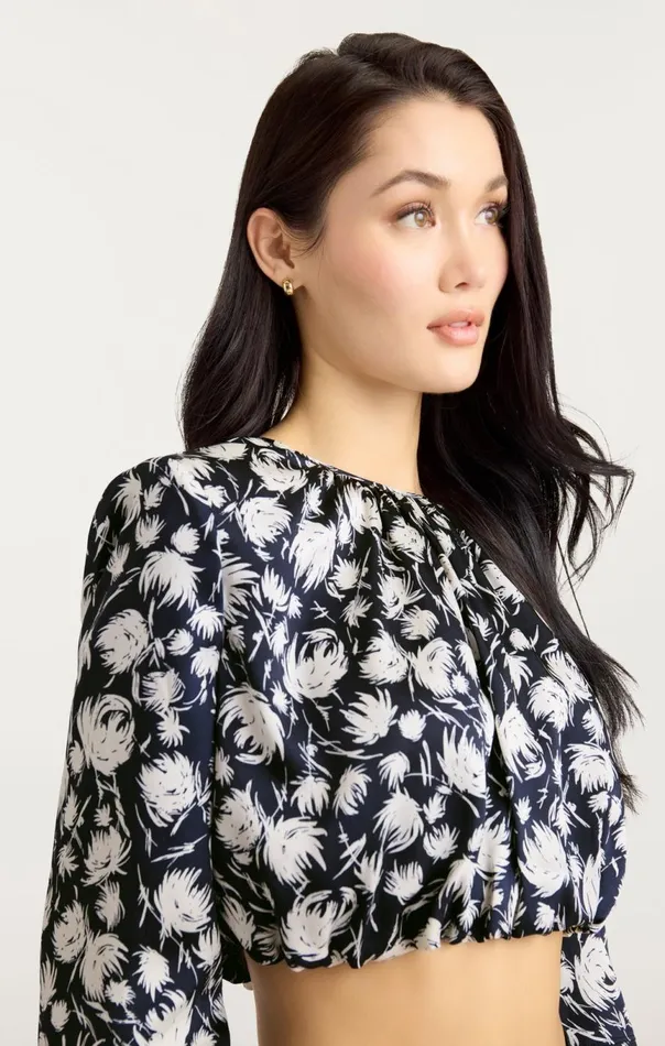 Women Graphic Floral Kamala Top Navyivory Cinq Sept Long Sleeve Tops