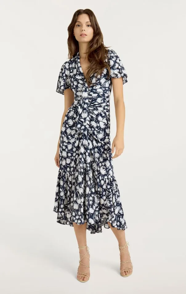 Women Graphic Floral Peeta Dress Navyivory Cinq Sept Midi