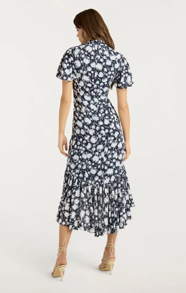 Women Graphic Floral Peeta Dress Navyivory Cinq Sept Midi
