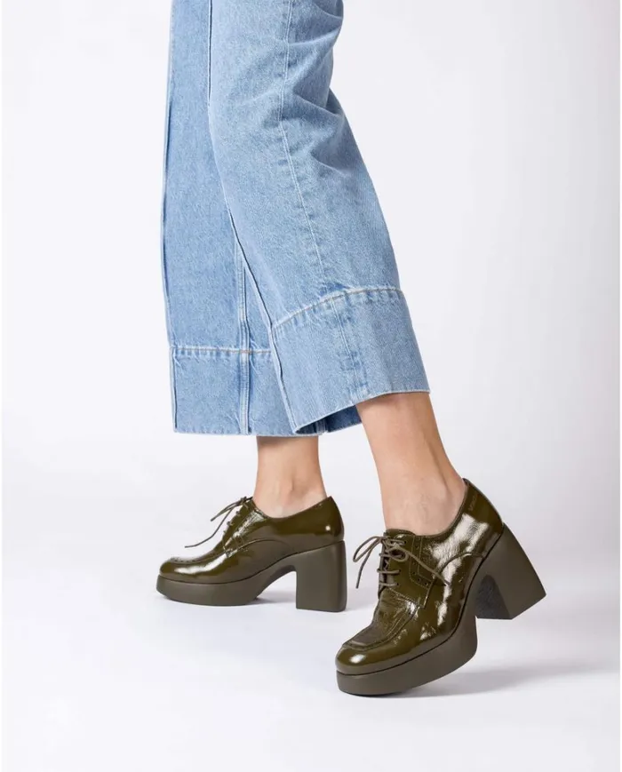 Women Green MERCEDES Shoes Wonders Platforms Women Green MERCEDES Shoes Wonders Platforms