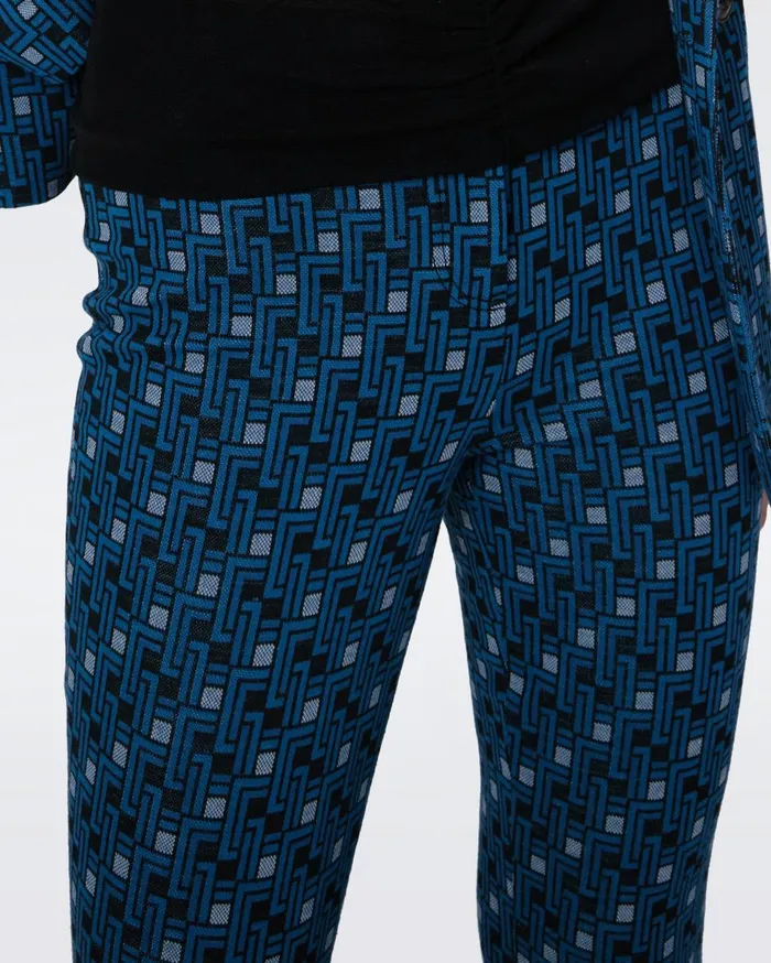 Women Greg Jacquard Pants Tiny Vinyl Links Dark Teal DVF Pants and Shorts