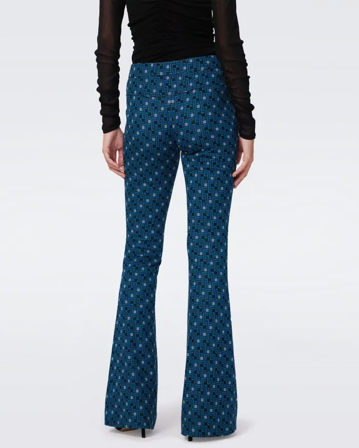 Women Greg Jacquard Pants Tiny Vinyl Links Dark Teal DVF Pants and Shorts