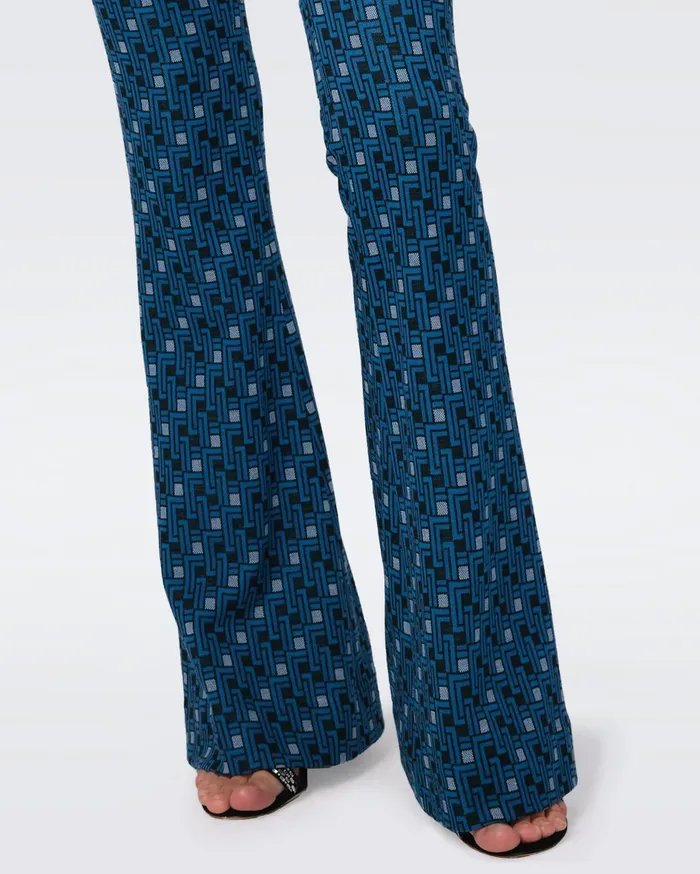 Women Greg Jacquard Pants Tiny Vinyl Links Dark Teal DVF Pants and Shorts