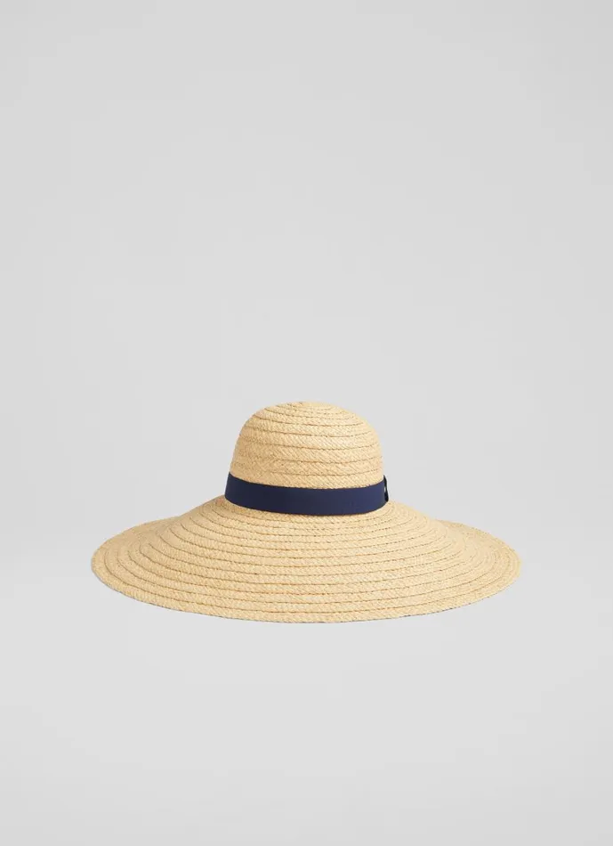 Women Hats and Fascinators LKBennett Gigi Natural Straw WideBrim Sun Hat