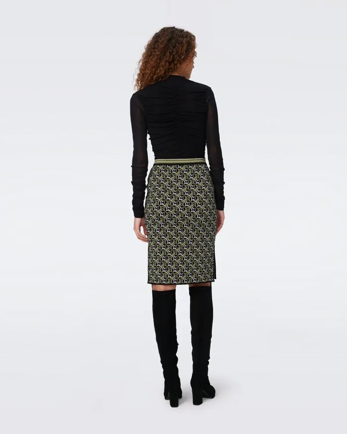 Women Hazel Knit Jacquard Skirt Tiny Gig Tile Green DVF Skirts