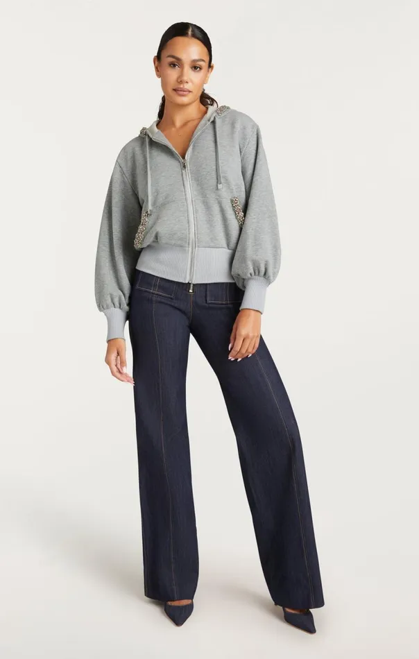 Women Heather Maddie Zip Up Sweatshirt Heathergreymulti Cinq Sept Sweaters and Knits
