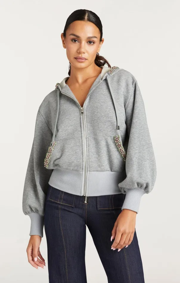 Women Heather Maddie Zip Up Sweatshirt Heathergreymulti Cinq Sept Sweaters and Knits