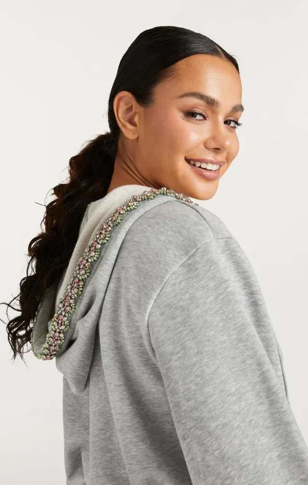 Women Heather Maddie Zip Up Sweatshirt Heathergreymulti Cinq Sept Sweaters and Knits
