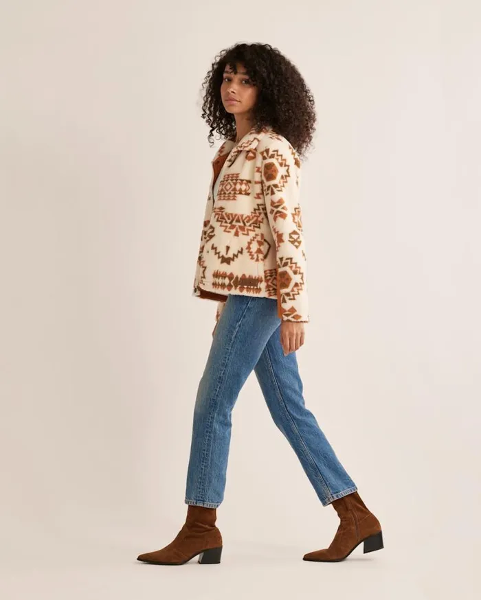 Women HEATHER SNAPFRONT FLEECE JACKET Tomato Highland Ridge Pendleton Jackets and Coats