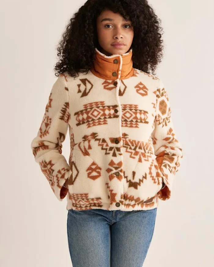Women HEATHER SNAPFRONT FLEECE JACKET Tomato Highland Ridge Pendleton Jackets and Coats