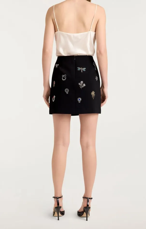 Women Heatset Brooches Embellished Doris Skirt Blackmulti Cinq Sept Skirts