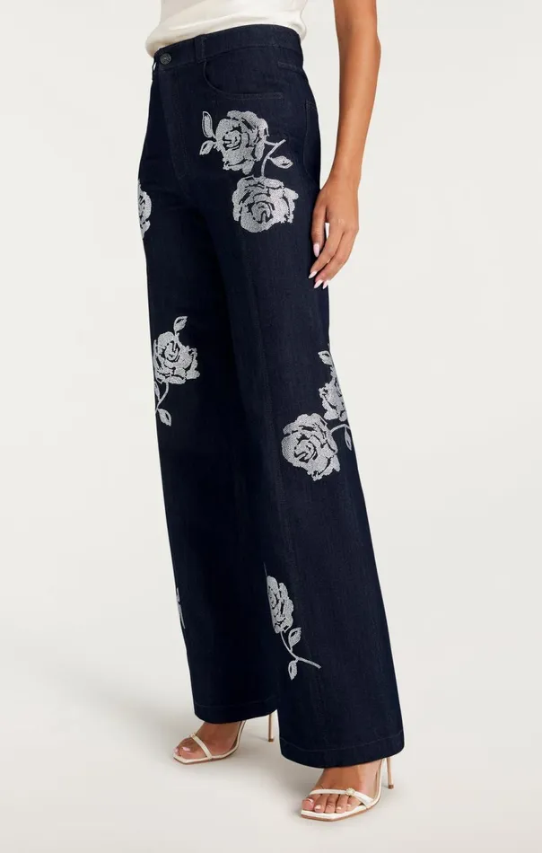 Women Heatset Roses Francine Pant Indigo Cinq Sept Pants