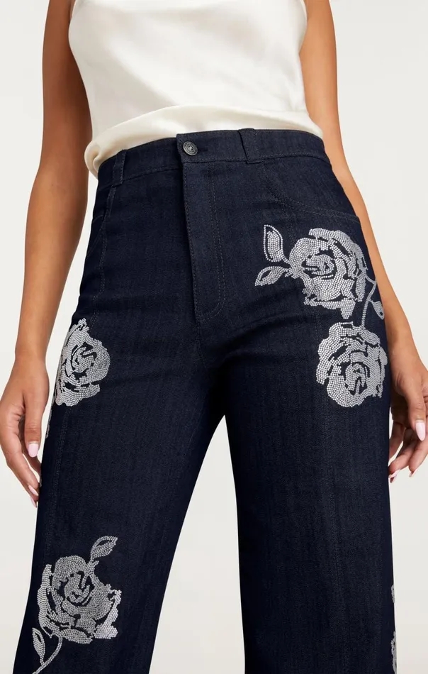 Women Heatset Roses Francine Pant Indigo Cinq Sept Pants