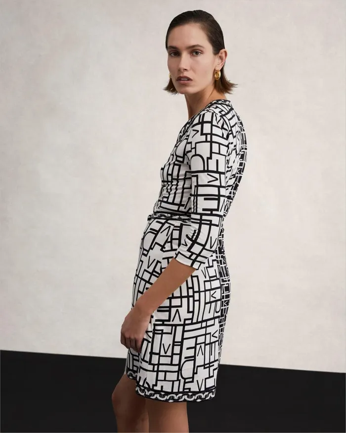 Women Hera Dress Logo Love Ivory And Black And Chain DVF Dresses
