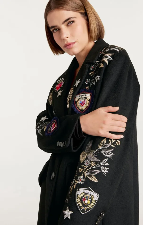 Women Heritage Patch Gravis Coat Blackmulti Cinq Sept Outerwear