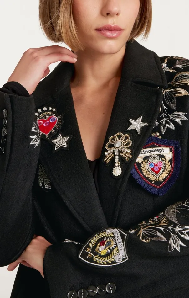 Women Heritage Patch Gravis Coat Blackmulti Cinq Sept Outerwear