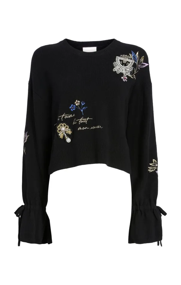 Women Heritage Patch Tasha Pullover Blackmulti Cinq Sept Sweaters and Knits