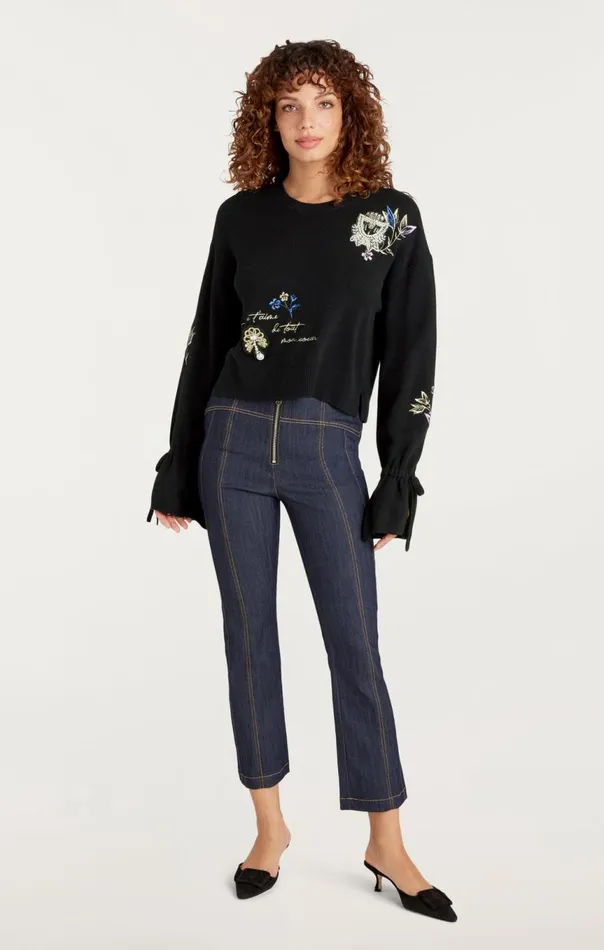 Women Heritage Patch Tasha Pullover Blackmulti Cinq Sept Sweaters and Knits