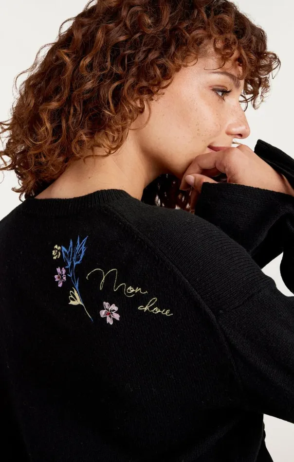 Women Heritage Patch Tasha Pullover Blackmulti Cinq Sept Sweaters and Knits